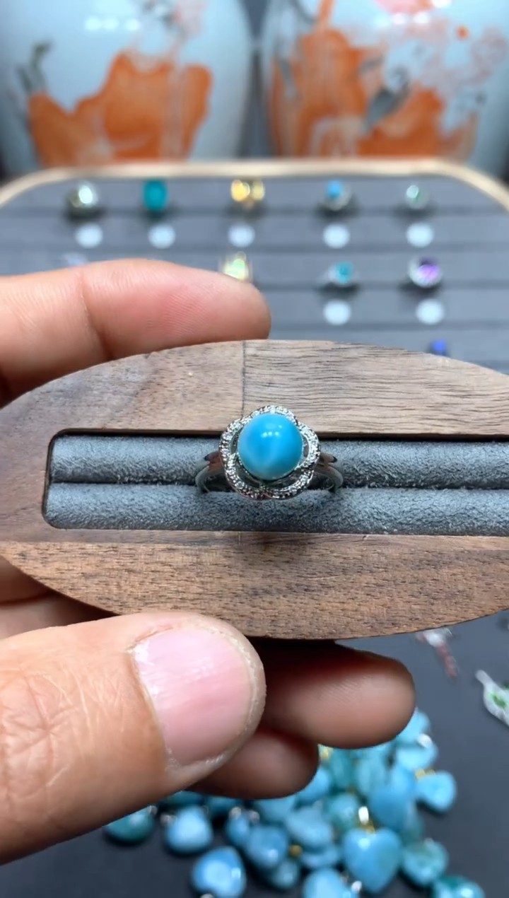 【闪购商品】针钠钙石（海纹石）戒指未镶嵌W68（随机性发货只发一单）