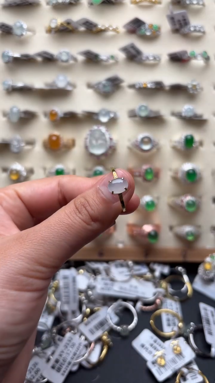 【闪购商品】翡翠戒指银S925镶嵌缅甸A货翡翠S925银镶嵌