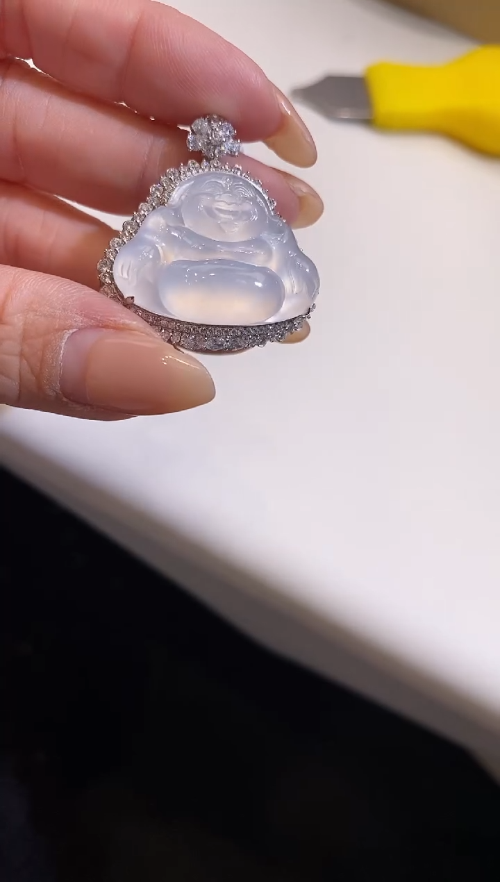 吊坠(不含链)18K金镶嵌翡翠佛公