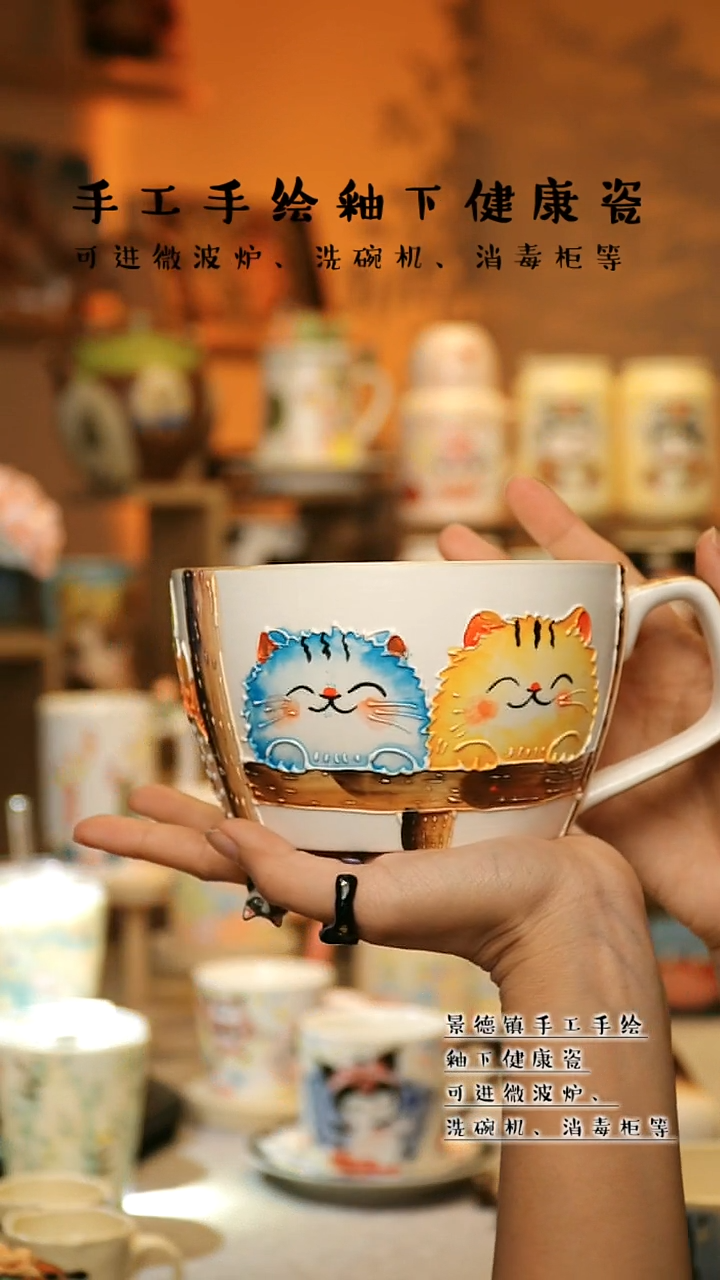 【闪购商品】杯陶瓷景德镇高温釉下彩&W759