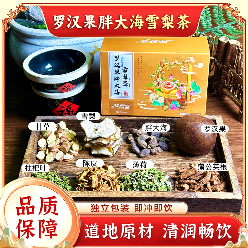 【品质优选】胖大海罗汉果雪梨茶优选整颗胖大海独立透明茶包02商品图