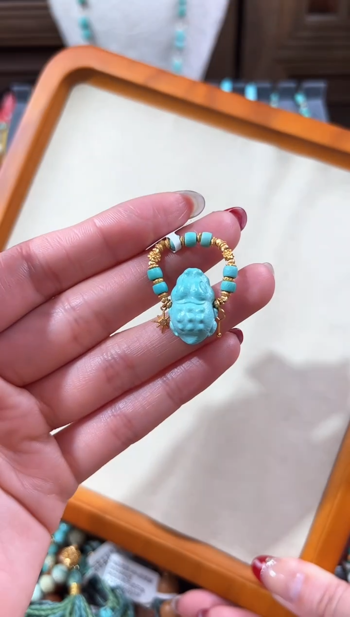 【闪购商品】绿松石戒指18K金镶嵌绿松石戒指