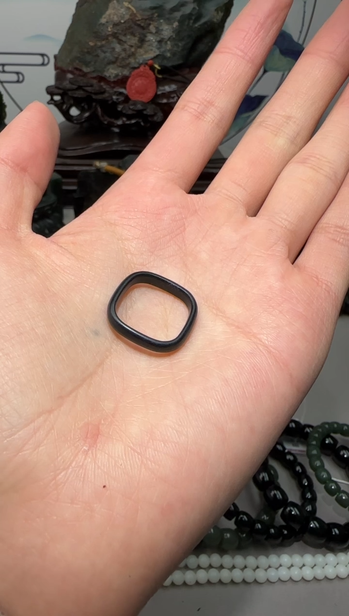 【闪购商品】和田玉墨玉戒指未镶嵌和田玉