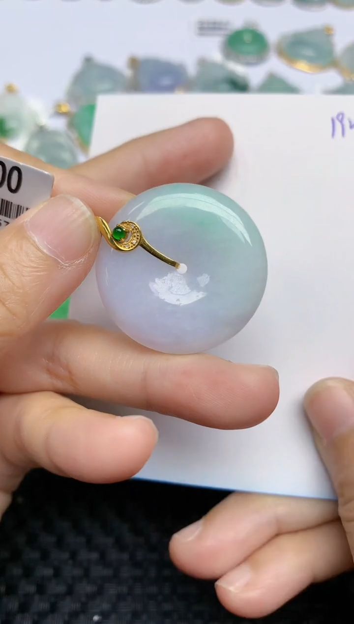 【闪购商品】翡翠挂件18K金镶嵌天然A货翡翠 192