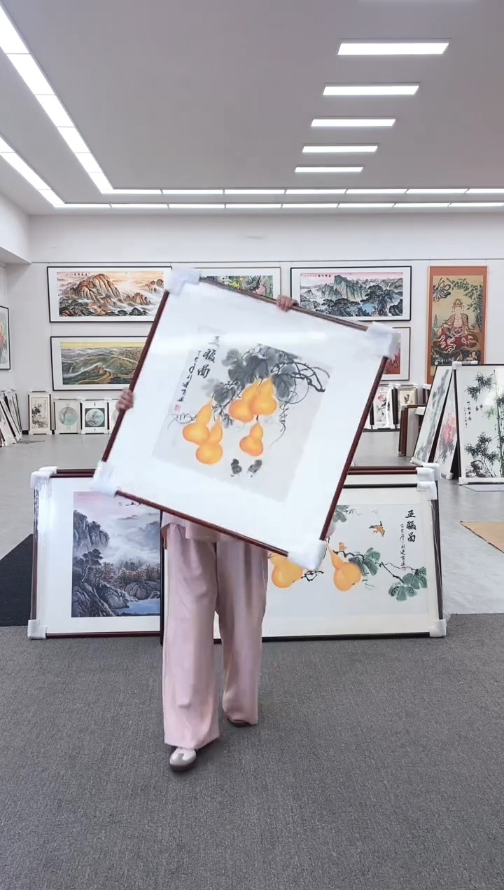 国画80*80斗方金葫芦 餐厅