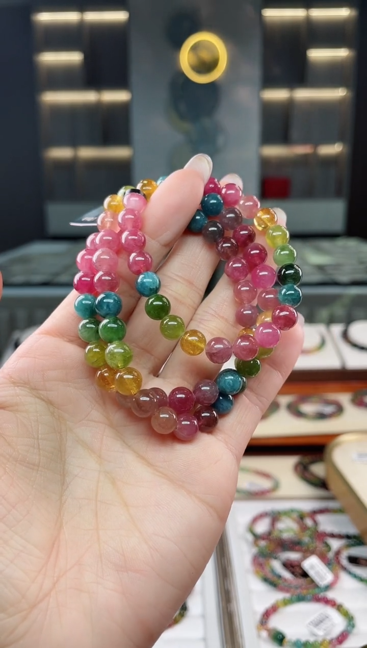 未镶嵌老矿碧玺三圈手串7mm+碧玺（多样性发一条）T