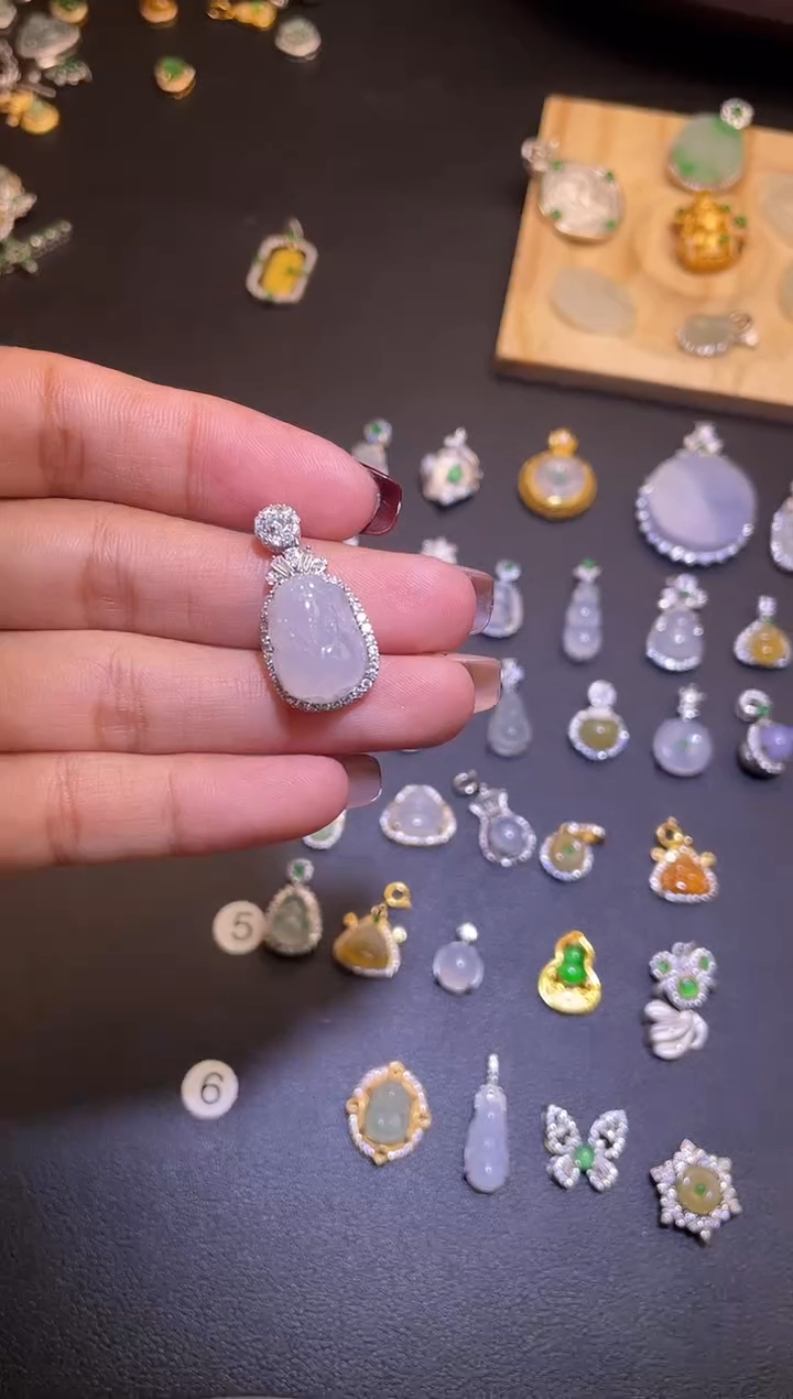 吊坠(不含链)银S925镶嵌翡翠1