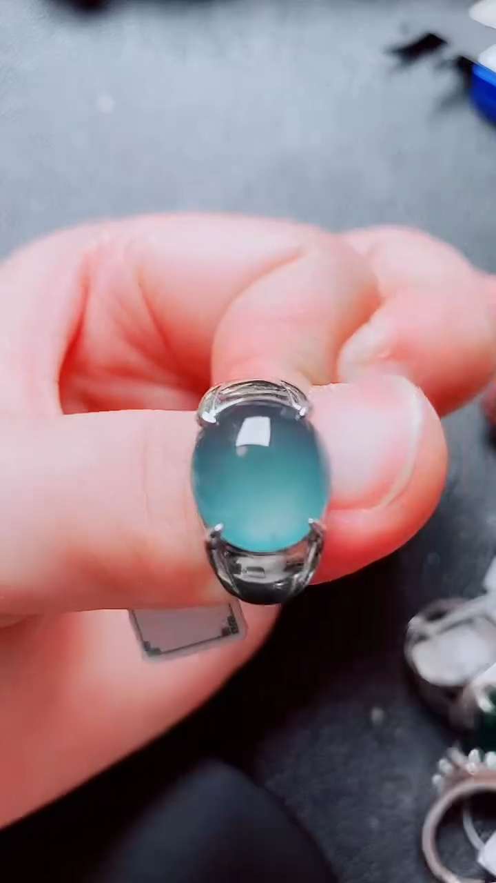 银S925镶嵌戒指翡翠1