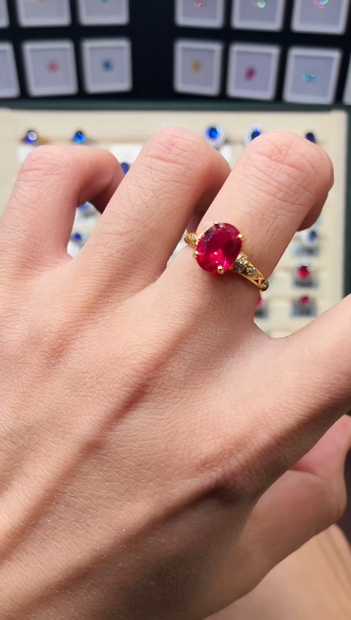 银S925镶嵌戒指红宝石1