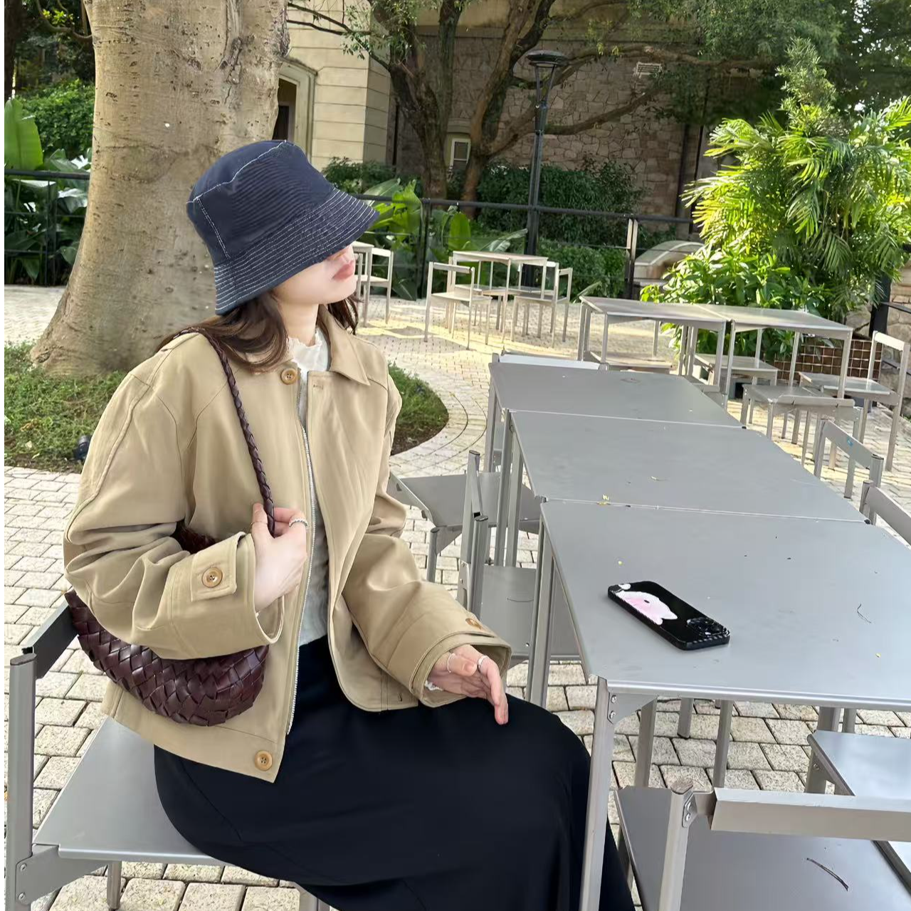 LA 设计感  廓形翻领 复古老钱夹克 外套25806