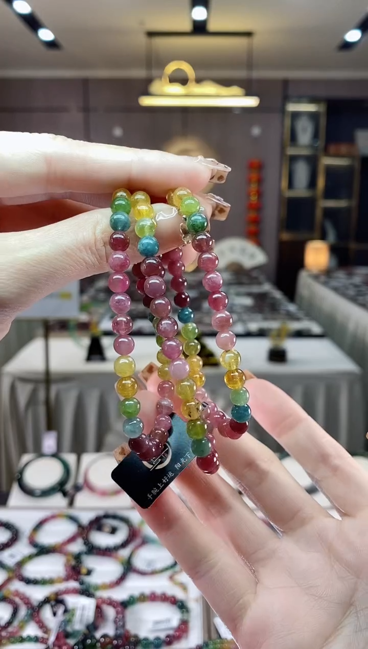 【闪购商品】碧玺三圈手串5mm+未镶嵌一物一证dan