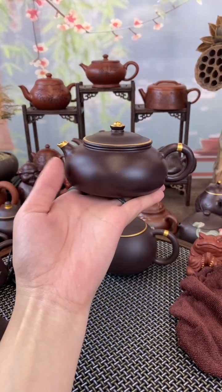茶壶紫砂茄皮紫泥寒江180cc