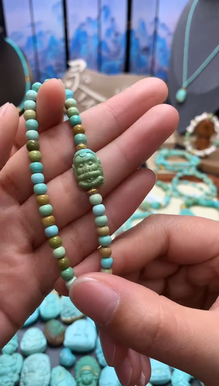 【闪购商品】绿松石手链18K金镶嵌精工老型单圈手链