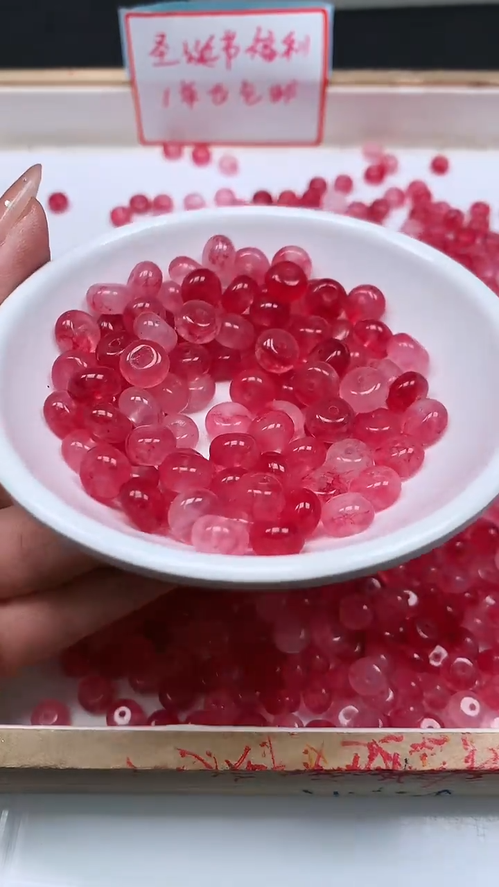 未镶嵌散珠碧玺B107 红碧玺算盘珠5*8mm20颗6.8元