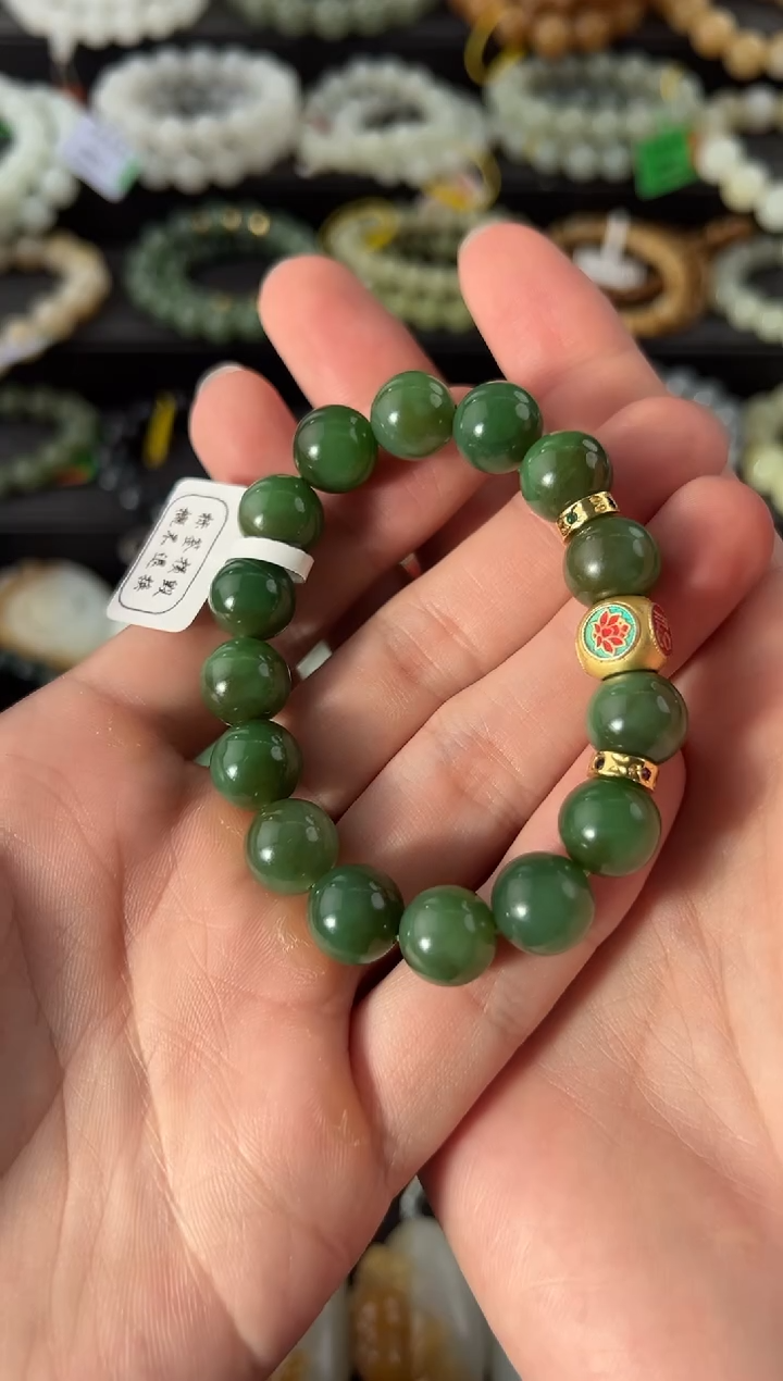 【闪购商品】和田玉手串未镶嵌和田碧玉手串卡12mm微色差