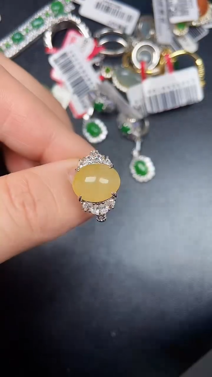 银S925镶嵌戒指翡翠2480