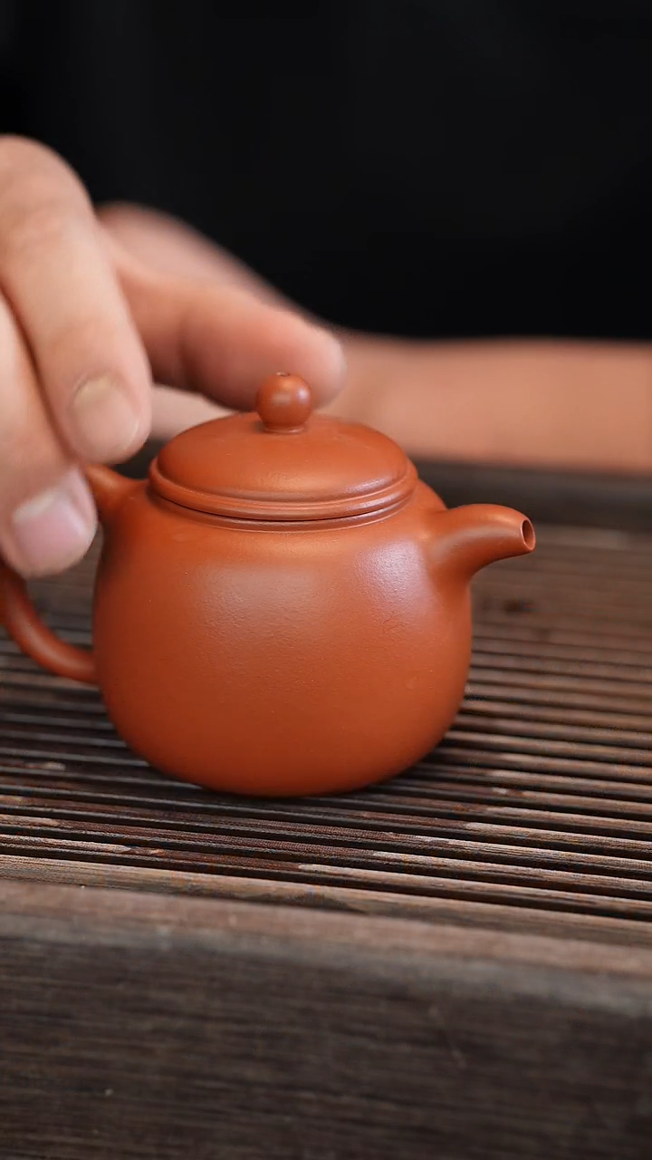 茶壶紫砂匏尊 朱泥 半手工 180cc