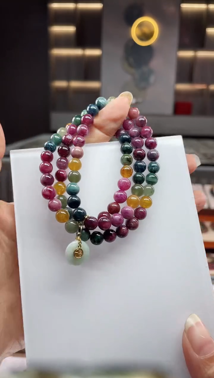 未镶嵌老矿碧玺单圈手串7mm+碧玺（多样性发一条）Q