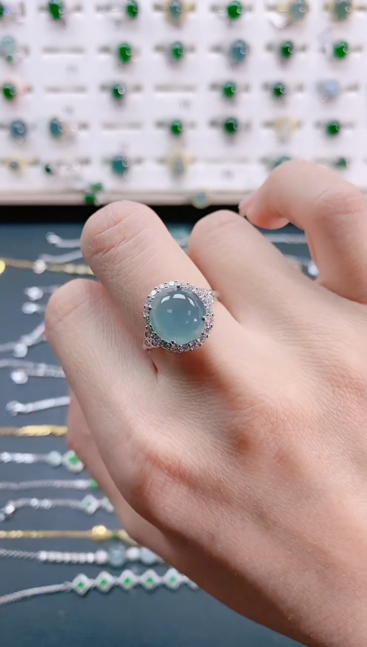 【闪购商品】翡翠戒指银S925镶嵌天然翡翠