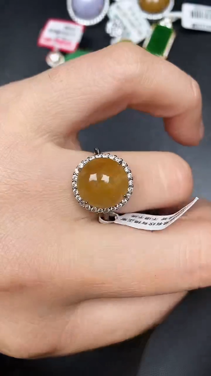 银S925镶嵌戒指翡翠3750