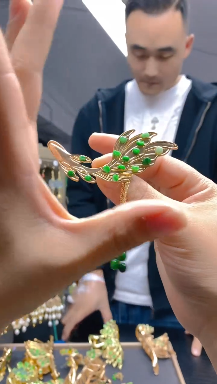 【闪购商品】翡翠耳饰合金0326翡翠胸针