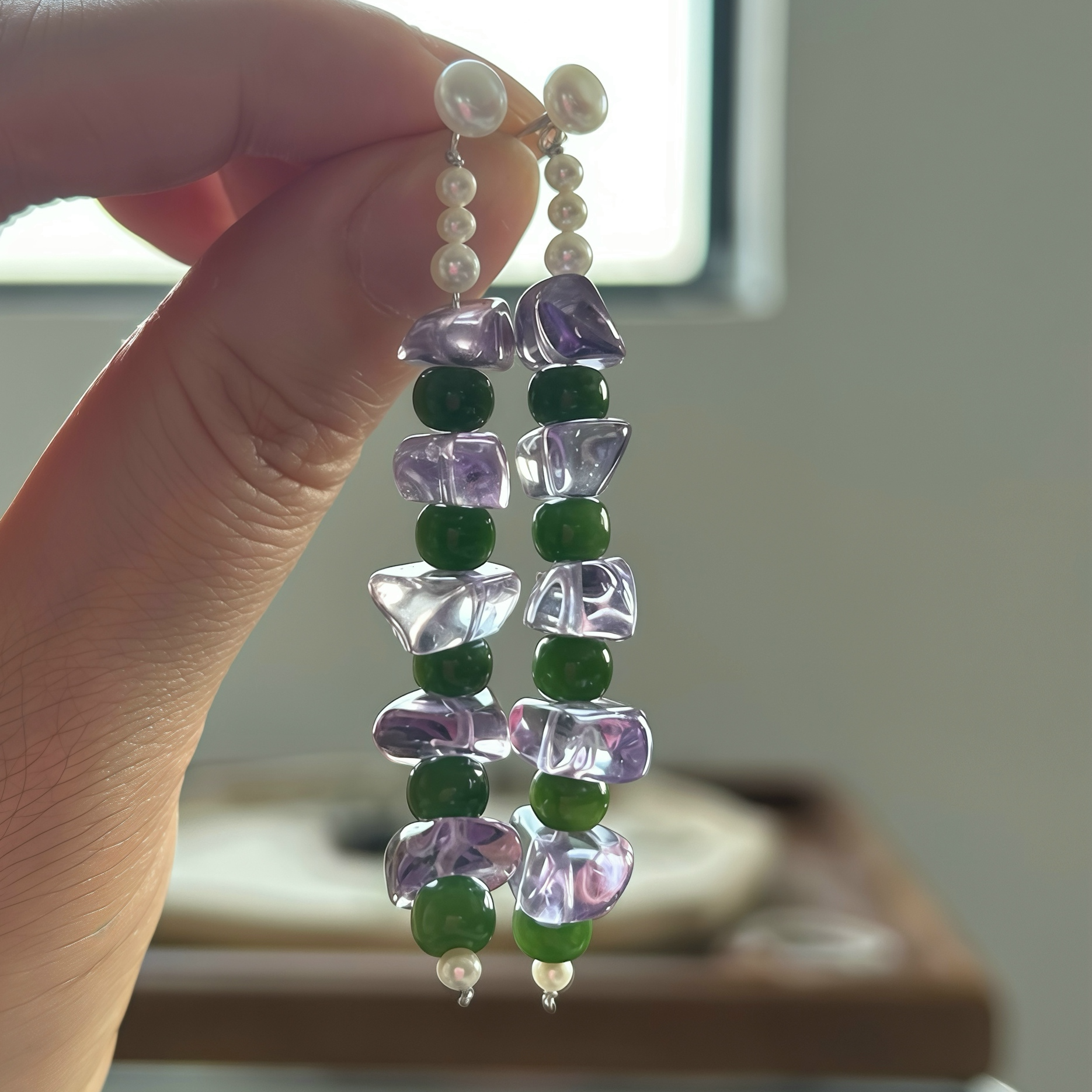 熙【香风美人耳钉】紫水晶 碧玉耳钉 多样性发一件