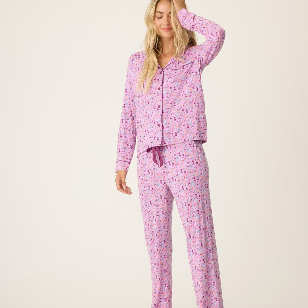 莫代尔长袖女睡衣家居服套装春夏套装印花休闲秋季四季碎花薄款