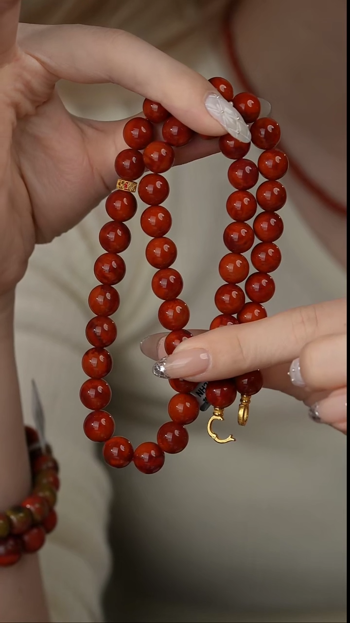 【闪购商品】南红玛瑙项链18K金镶嵌P10（多样性发一件）