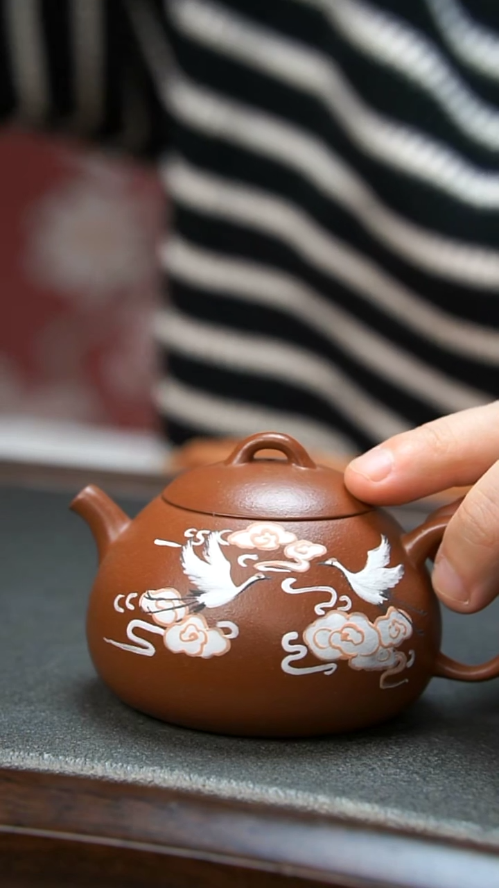 【闪购商品】紫砂茶壶朱泥瑞鹤壶微瑕
