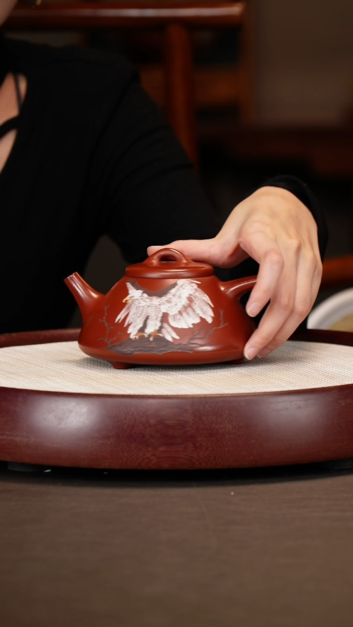 【闪购商品】紫砂茶壶大红袍子冶石瓢+墨宝