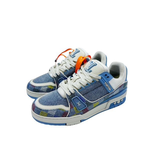 99新 LouisVuitton/路易威登 6码40码蓝牛仔彩色棋盘格99新vv1688