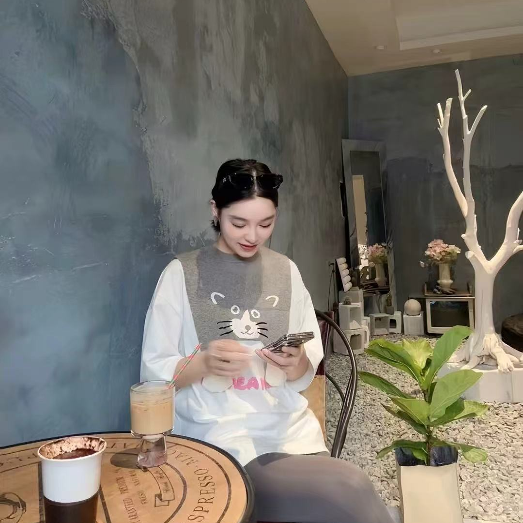 JM女装买手店ANDREA MARTIN设计师品牌白色猫咪海军领短袖T恤