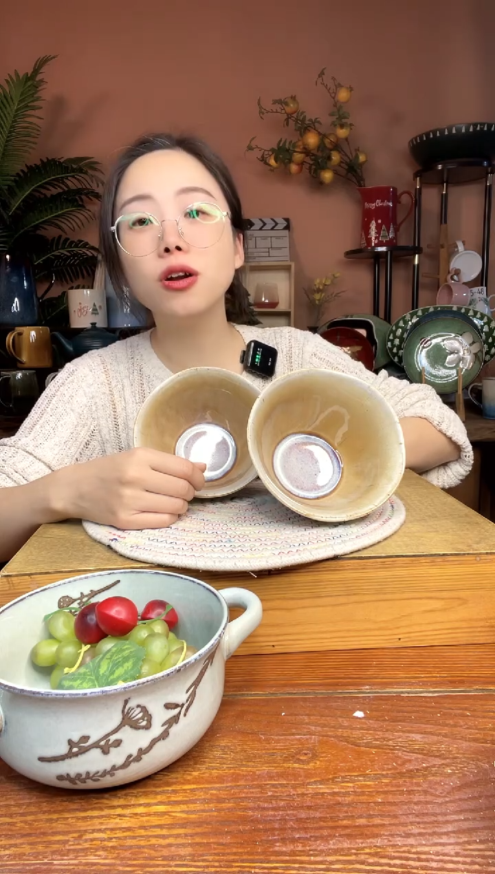 陶瓷5.5黄色斗笠碗 2件 微瑕 