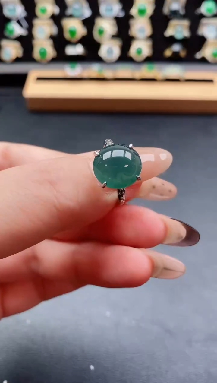 银S925镶嵌戒指翡翠1