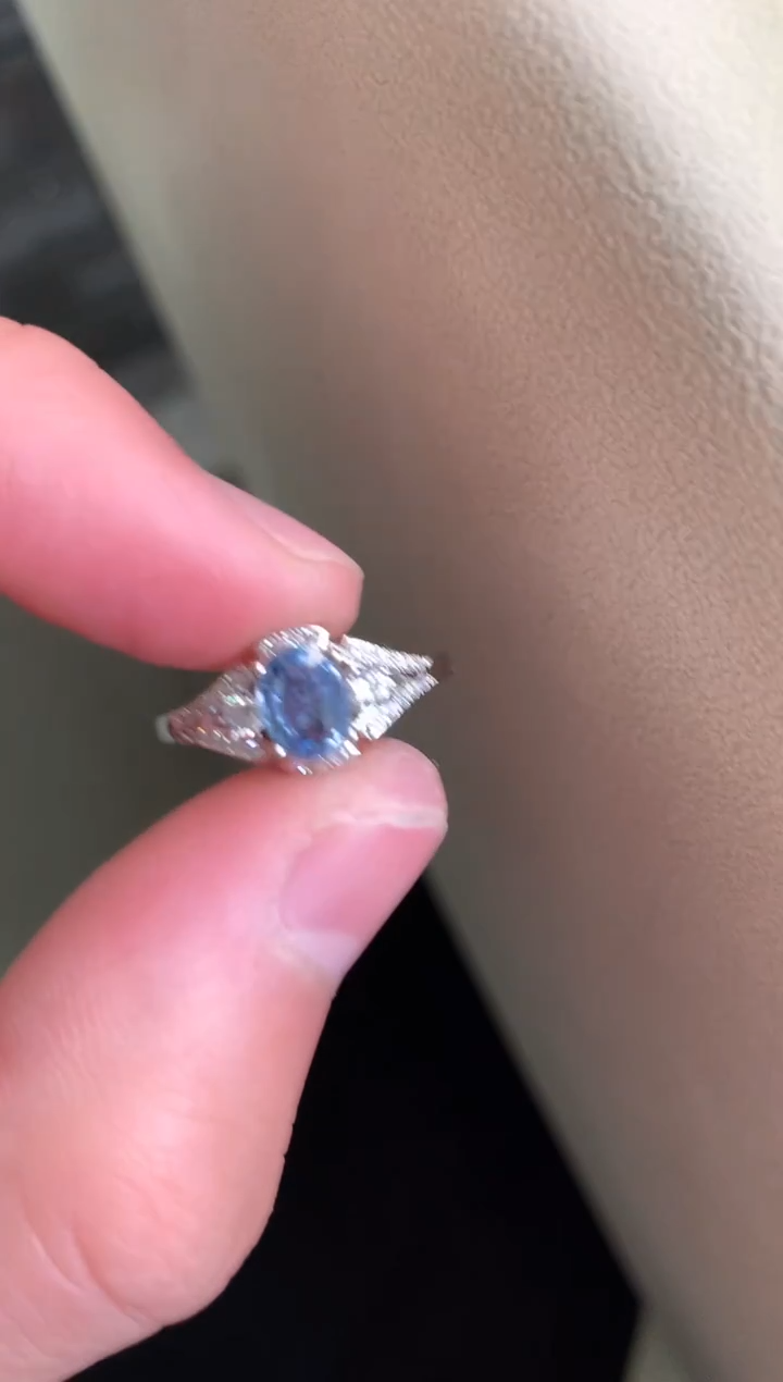 戒指蓝宝石银S925镶嵌戒指