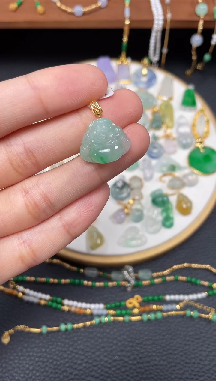 【闪购商品】翡翠吊坠(不含链)18K金镶嵌一个   JK257