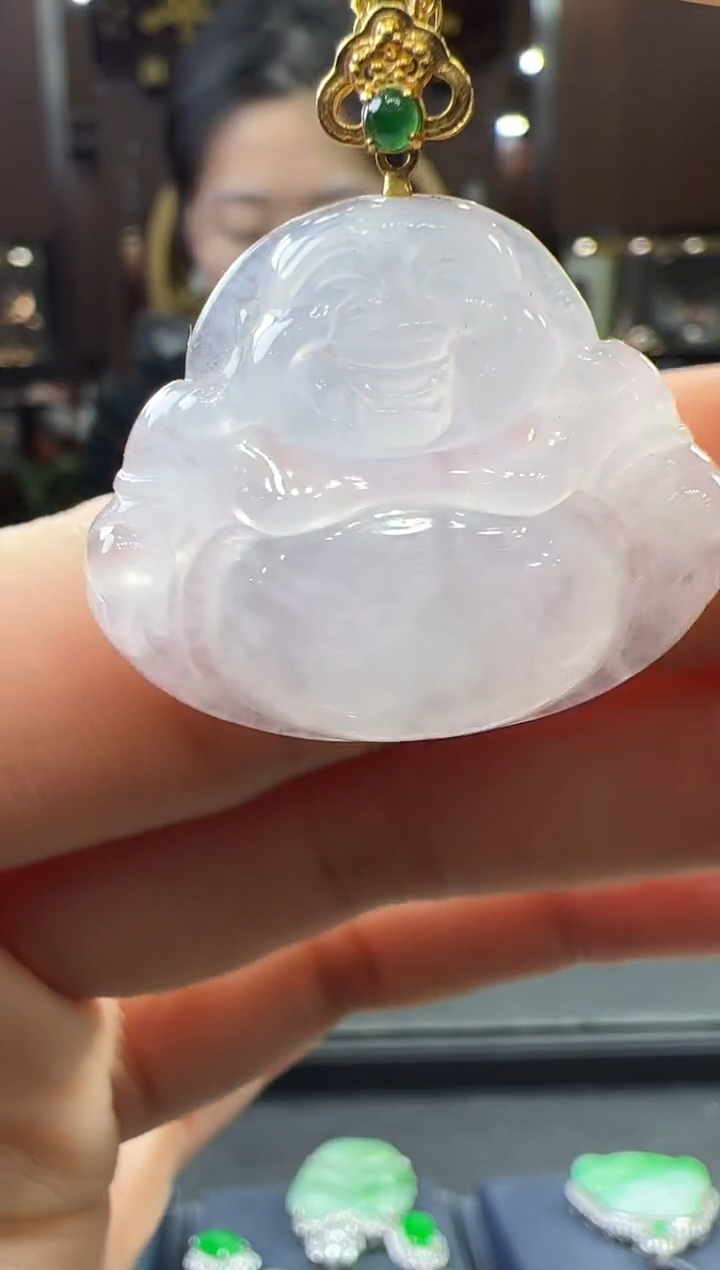 【闪购商品】翡翠挂件18K金镶嵌佛公 不含链