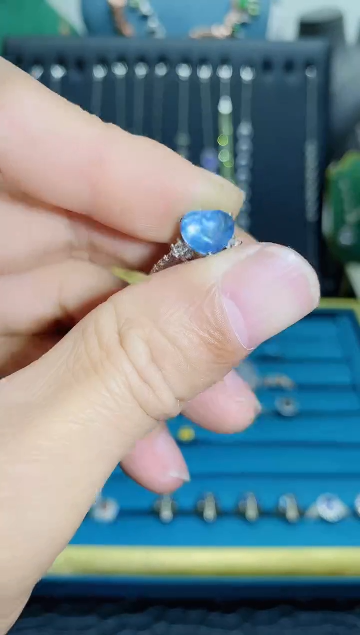 【闪购商品】海蓝宝石戒圈银S925镶嵌1211