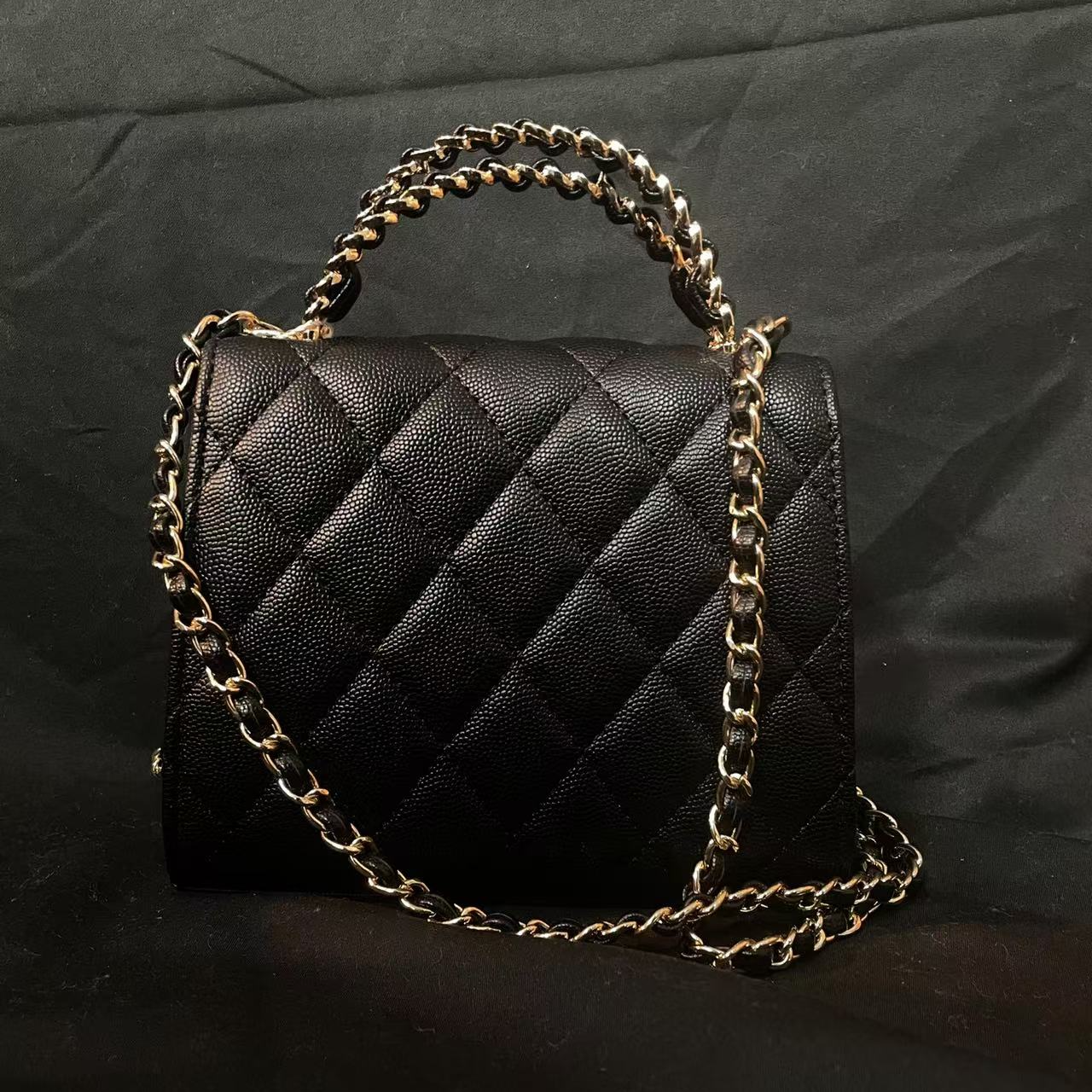 LQ-WITH-QUEEN真皮女包手提方卷黑色  10924