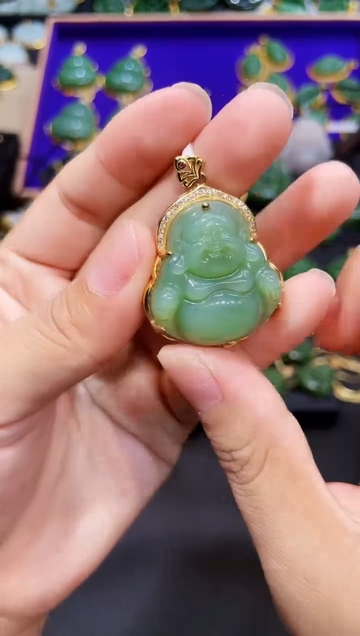 和田玉银S925镶嵌吊坠(赠链) 多样性发一