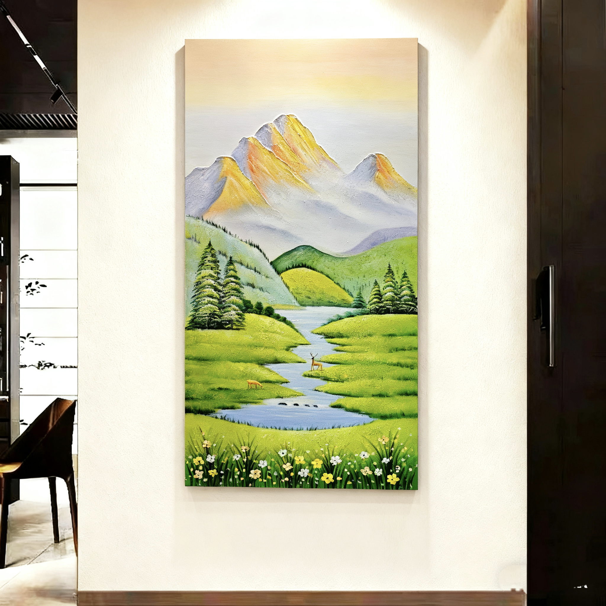 金山聚宝盆手工机理油画入户玄关背景墙装饰画
