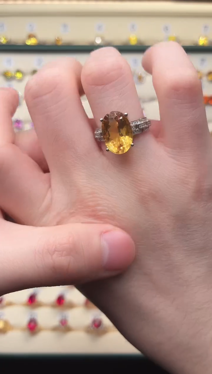 2蓝宝石（处理）925银 金丝雀黄色系列轻奢女神款式