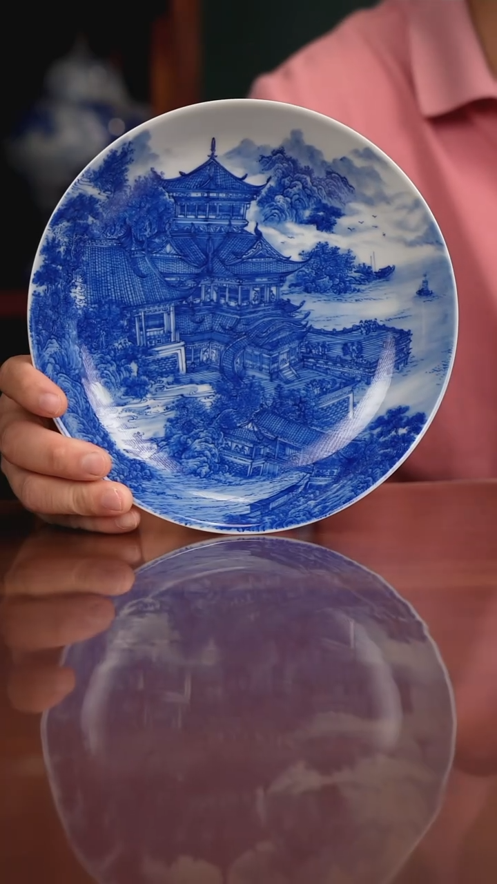 自成堂柴窑青花楼阁·