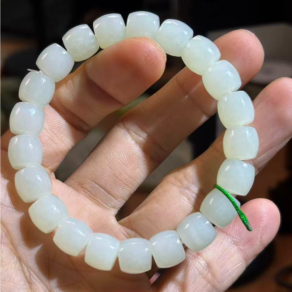 和田玉 9-10mm 白玉直切珠手串