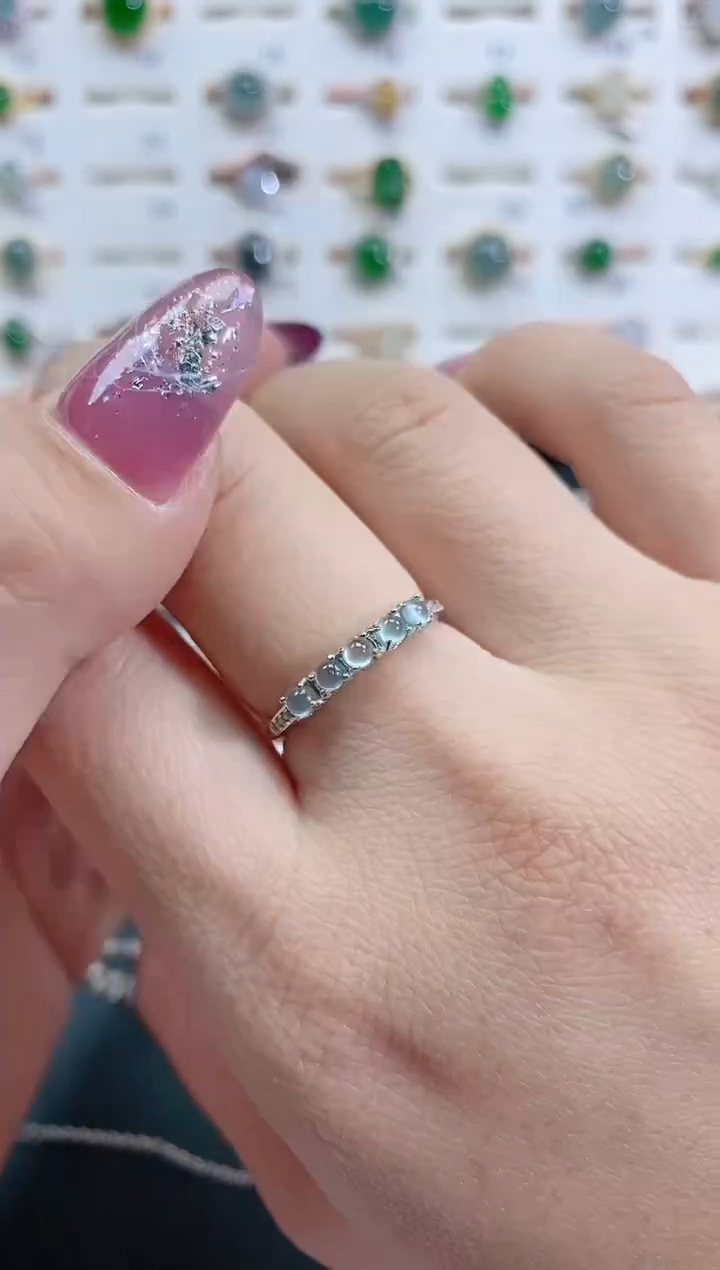 银S925镶嵌戒指翡翠天然翡翠