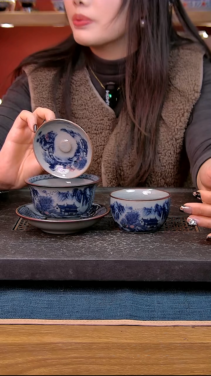 简装家用款2件套 老陶泥开片纹陶瓷茶具