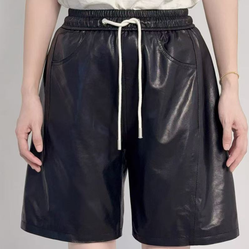 【堇色】秋洋气新款意大利松紧立体裁剪宽松显瘦女士短裤五分中裤