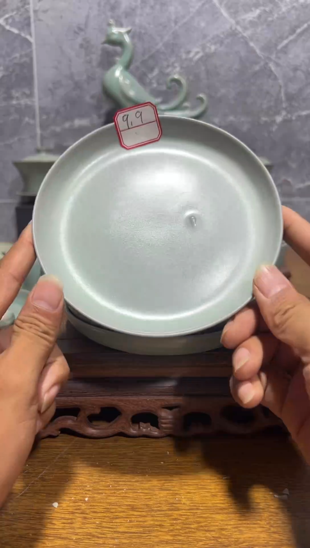 摆件微瑕仿古釉汝瓷 园洗