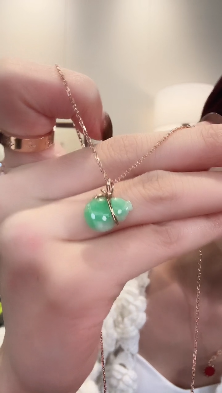 18K金镶嵌定制翡翠18K金翡翠吊坠不含链
