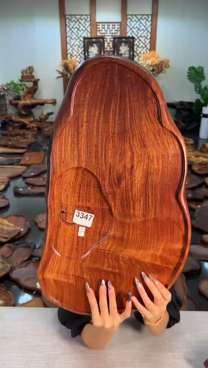 【闪购商品】大果紫檀（缅甸花梨）茶盘3347